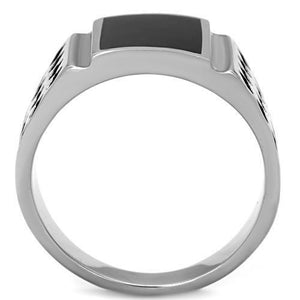 TK1611 - High polished (no plating) Stainless Steel Ring with Epoxy  in Jet