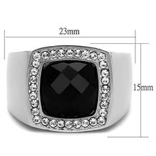 Load image into Gallery viewer, TK1616 - High polished (no plating) Stainless Steel Ring with Semi-Precious Onyx in Jet