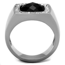 Load image into Gallery viewer, TK1616 - High polished (no plating) Stainless Steel Ring with Semi-Precious Onyx in Jet