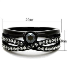 Load image into Gallery viewer, TK1620 - IP Black(Ion Plating) Stainless Steel Ring with Top Grade Crystal  in Hematite