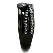 Load image into Gallery viewer, TK1620 - IP Black(Ion Plating) Stainless Steel Ring with Top Grade Crystal  in Hematite