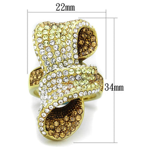 TK1635 - IP Gold(Ion Plating) Stainless Steel Ring with Top Grade Crystal  in Multi Color