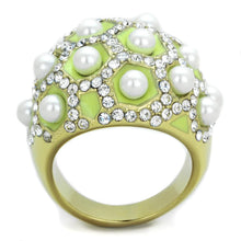 Load image into Gallery viewer, TK1636 - IP Gold(Ion Plating) Stainless Steel Ring with Synthetic Pearl in White