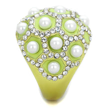 Load image into Gallery viewer, TK1636 - IP Gold(Ion Plating) Stainless Steel Ring with Synthetic Pearl in White