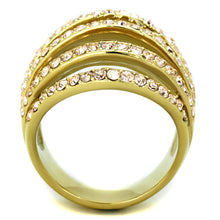 Load image into Gallery viewer, TK1637 - IP Gold(Ion Plating) Stainless Steel Ring with Top Grade Crystal  in Light Peach