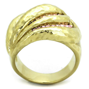 TK1638 - IP Gold(Ion Plating) Stainless Steel Ring with Top Grade Crystal  in Light Rose