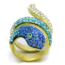 Load image into Gallery viewer, TK1641 - IP Gold(Ion Plating) Stainless Steel Ring with Top Grade Crystal  in Multi Color