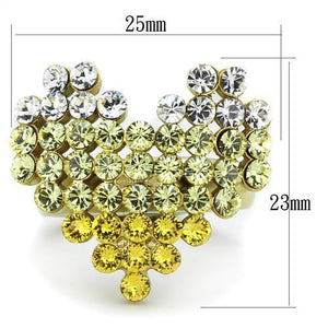 TK1642 - IP Gold(Ion Plating) Stainless Steel Ring with Top Grade Crystal  in Multi Color