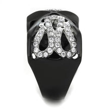 Load image into Gallery viewer, TK1644 - Two-Tone IP Black Stainless Steel Ring with AAA Grade CZ  in Clear