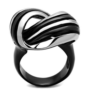 TK1660 - Two-Tone IP Black Stainless Steel Ring with No Stone