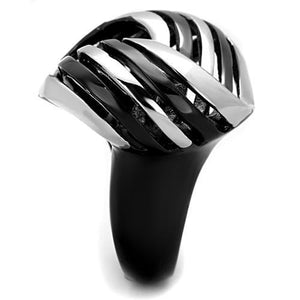 TK1660 - Two-Tone IP Black Stainless Steel Ring with No Stone