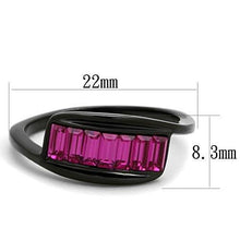 Load image into Gallery viewer, TK1664 - IP Black(Ion Plating) Stainless Steel Ring with Top Grade Crystal  in Fuchsia