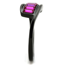 Load image into Gallery viewer, TK1664 - IP Black(Ion Plating) Stainless Steel Ring with Top Grade Crystal  in Fuchsia