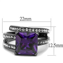 Load image into Gallery viewer, TK1665LJ - IP Light Black  (IP Gun) Stainless Steel Ring with AAA Grade CZ  in Amethyst