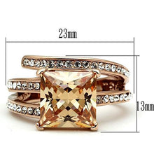 Load image into Gallery viewer, TK1665 - IP Rose Gold(Ion Plating) Stainless Steel Ring with AAA Grade CZ  in Champagne