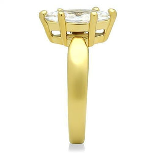 TK1673 - IP Gold(Ion Plating) Stainless Steel Ring with AAA Grade CZ  in Clear