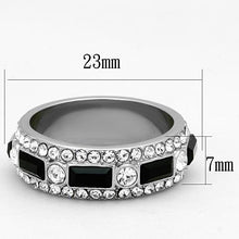 Load image into Gallery viewer, TK1677 - High polished (no plating) Stainless Steel Ring with Top Grade Crystal  in Jet