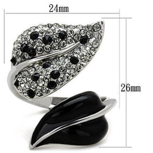 Load image into Gallery viewer, TK1678 - High polished (no plating) Stainless Steel Ring with Top Grade Crystal  in Jet