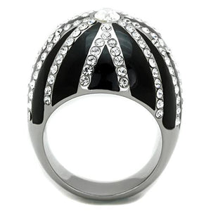 TK1679 - High polished (no plating) Stainless Steel Ring with Top Grade Crystal  in Clear