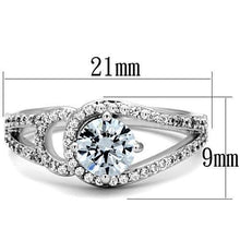 Load image into Gallery viewer, TK1681 - High polished (no plating) Stainless Steel Ring with AAA Grade CZ  in Clear