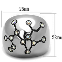 Load image into Gallery viewer, TK1685 - High polished (no plating) Stainless Steel Ring with Top Grade Crystal  in White AB