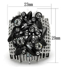 Load image into Gallery viewer, TK1687 - Two-Tone IP Black Stainless Steel Ring with Top Grade Crystal  in Black Diamond