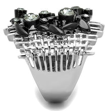 Load image into Gallery viewer, TK1687 - Two-Tone IP Black Stainless Steel Ring with Top Grade Crystal  in Black Diamond