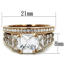 Load image into Gallery viewer, TK1690 - IP Rose Gold(Ion Plating) Stainless Steel Ring with AAA Grade CZ  in Clear