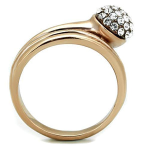 TK1693 - IP Rose Gold(Ion Plating) Stainless Steel Ring with Top Grade Crystal  in Clear