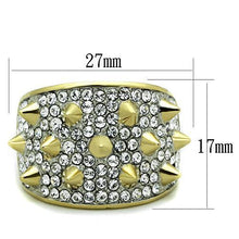 Load image into Gallery viewer, TK1697 - Two-Tone IP Gold (Ion Plating) Stainless Steel Ring with Top Grade Crystal  in Clear