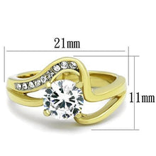 Load image into Gallery viewer, TK1702 - Two-Tone IP Gold (Ion Plating) Stainless Steel Ring with AAA Grade CZ  in Clear