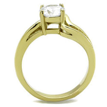 Load image into Gallery viewer, TK1702 - Two-Tone IP Gold (Ion Plating) Stainless Steel Ring with AAA Grade CZ  in Clear