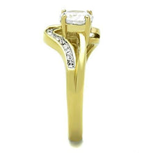 Load image into Gallery viewer, TK1702 - Two-Tone IP Gold (Ion Plating) Stainless Steel Ring with AAA Grade CZ  in Clear