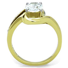 Load image into Gallery viewer, TK1703 - Two-Tone IP Gold (Ion Plating) Stainless Steel Ring with AAA Grade CZ  in Clear