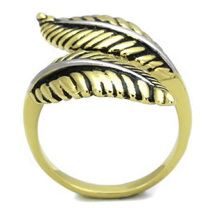 TK1707 - Two-Tone IP Gold (Ion Plating) Stainless Steel Ring with Epoxy  in Jet