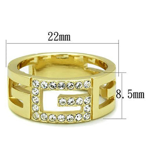 TK1712 - IP Gold(Ion Plating) Stainless Steel Ring with Top Grade Crystal  in Clear