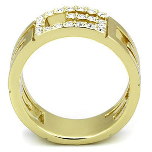 TK1712 - IP Gold(Ion Plating) Stainless Steel Ring with Top Grade Crystal  in Clear