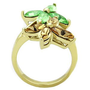 TK1715 - IP Gold(Ion Plating) Stainless Steel Ring with Top Grade Crystal  in Multi Color