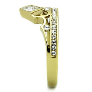 TK1727 - IP Gold(Ion Plating) Stainless Steel Ring with AAA Grade CZ  in Clear