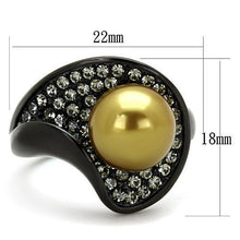 Load image into Gallery viewer, TK1732 - IP Black(Ion Plating) Stainless Steel Ring with Synthetic Pearl in Champagne