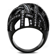 Load image into Gallery viewer, TK1734 - IP Black(Ion Plating) Stainless Steel Ring with AAA Grade CZ  in Clear