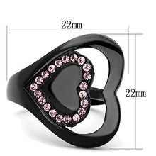 Load image into Gallery viewer, LOTK1737 - IP Black(Ion Plating) Stainless Steel Ring with Top Grade Crystal  in Light Rose