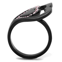 Load image into Gallery viewer, LOTK1737 - IP Black(Ion Plating) Stainless Steel Ring with Top Grade Crystal  in Light Rose