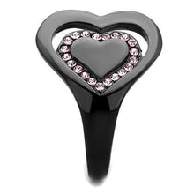 Load image into Gallery viewer, LOTK1737 - IP Black(Ion Plating) Stainless Steel Ring with Top Grade Crystal  in Light Rose
