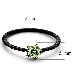 TK1739 - IP Black(Ion Plating) Stainless Steel Ring with Top Grade Crystal  in Peridot