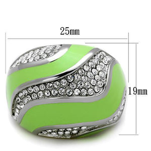 TK1741 - High polished (no plating) Stainless Steel Ring with Top Grade Crystal  in Clear