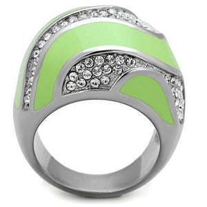 TK1741 - High polished (no plating) Stainless Steel Ring with Top Grade Crystal  in Clear