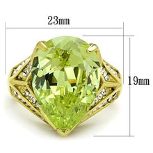 Load image into Gallery viewer, TK1743 - IP Gold(Ion Plating) Stainless Steel Ring with AAA Grade CZ  in Apple Green color