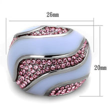 Load image into Gallery viewer, TK1744 - High polished (no plating) Stainless Steel Ring with Top Grade Crystal  in Light Rose