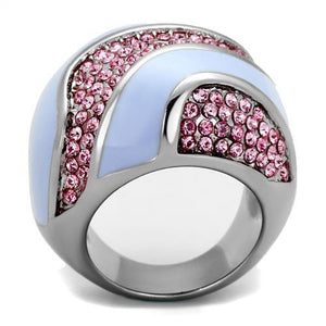 TK1744 - High polished (no plating) Stainless Steel Ring with Top Grade Crystal  in Light Rose